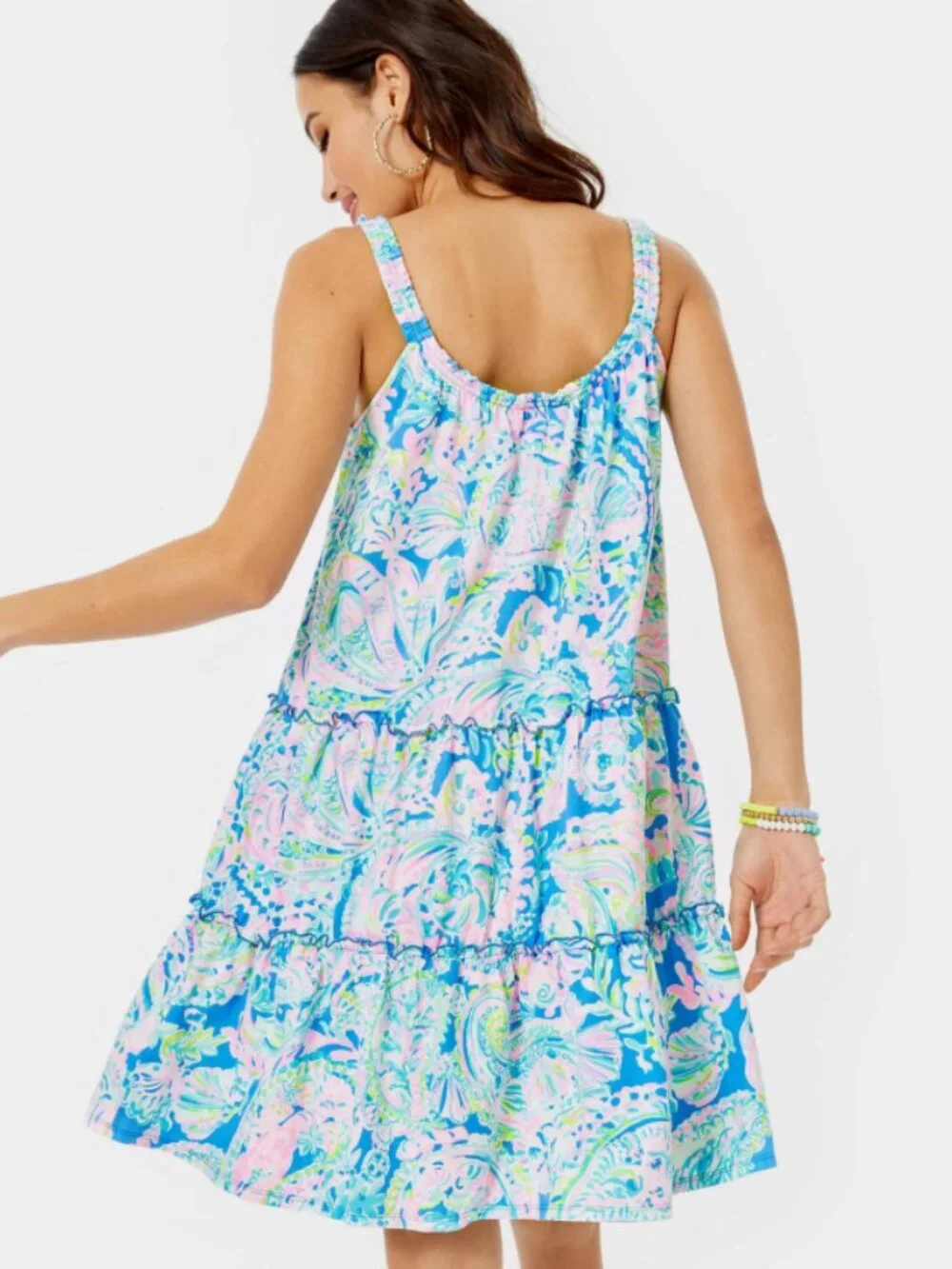 Lilly Pulitzer Tiered 'Loro Swing Dress' in Multi Dream Team Print Size XXL - Picture 2 of 10